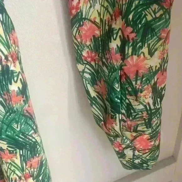 Aritzia Sunday Best Veronica Dress Green Yellow  Long Sleeve Neck Tie Size M - Picture 7 of 14